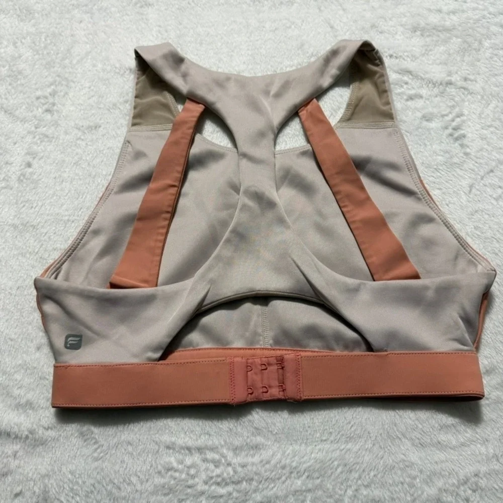 Fabletics Sports Bra Women Small Mauve Clay Colorblock High Impact Racerback Gym